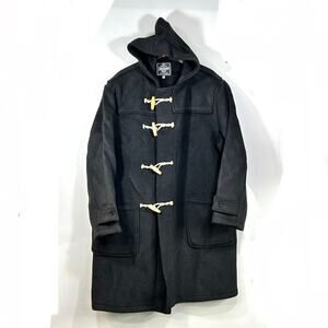 VINTAGE GLOVERALL CLASSIC WOOL DUFFLE COAT HORN TOGGLES HOODED Black XL